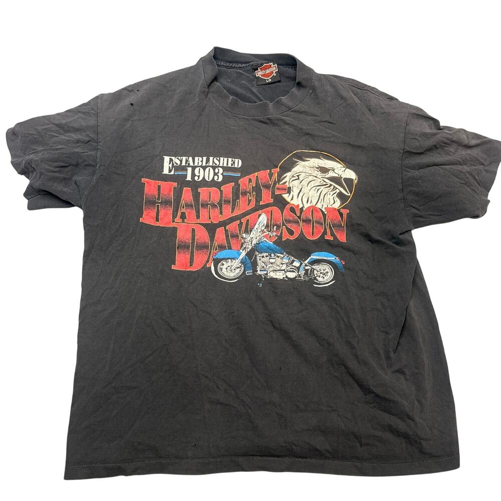 Vintage 90s Harley Davidson Eagle Victor Valley T Shirt Men's Large Distressed